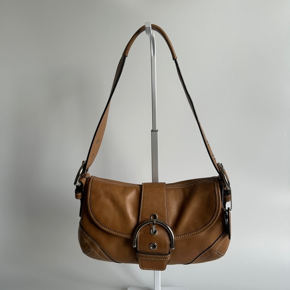 Coach Handbags - Coach Soho Tan Brown Leather Flap Shoulder Bag 9248 Good